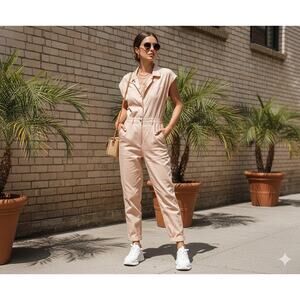We Are KINDRED Sofia Cotton Twill Boiler Suit Pale Pink Jumpsuit Size 2 pale